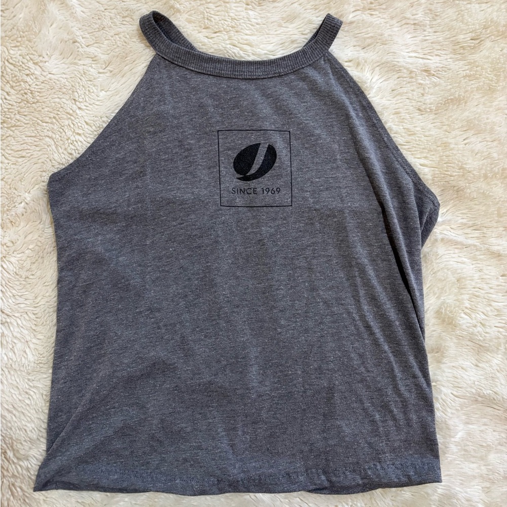 Jazzercise Tank, Gray & Black, Open Back, Medium